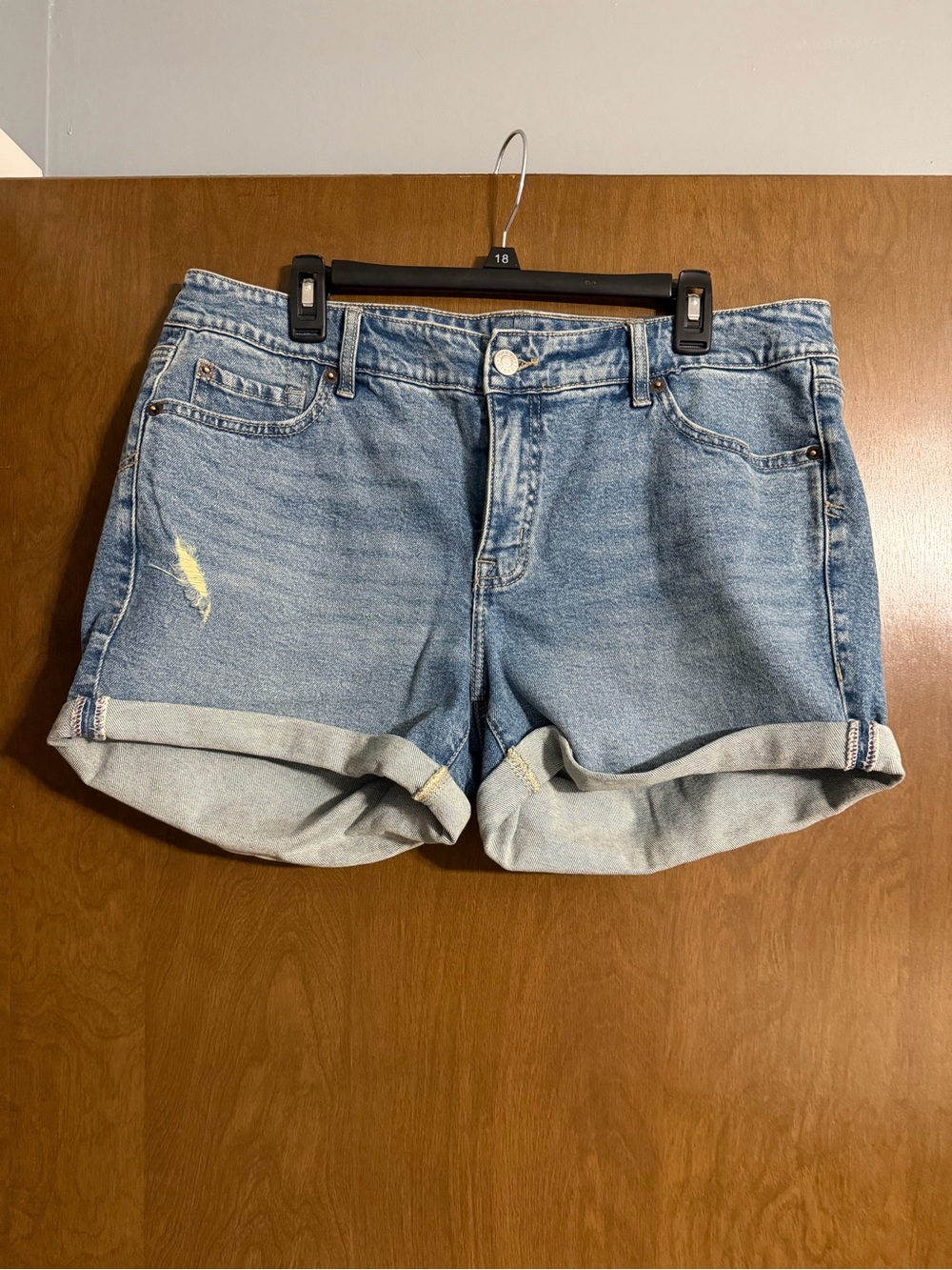 torrid Mid-Rise Rolled Hem Distressed Denim Shorts
